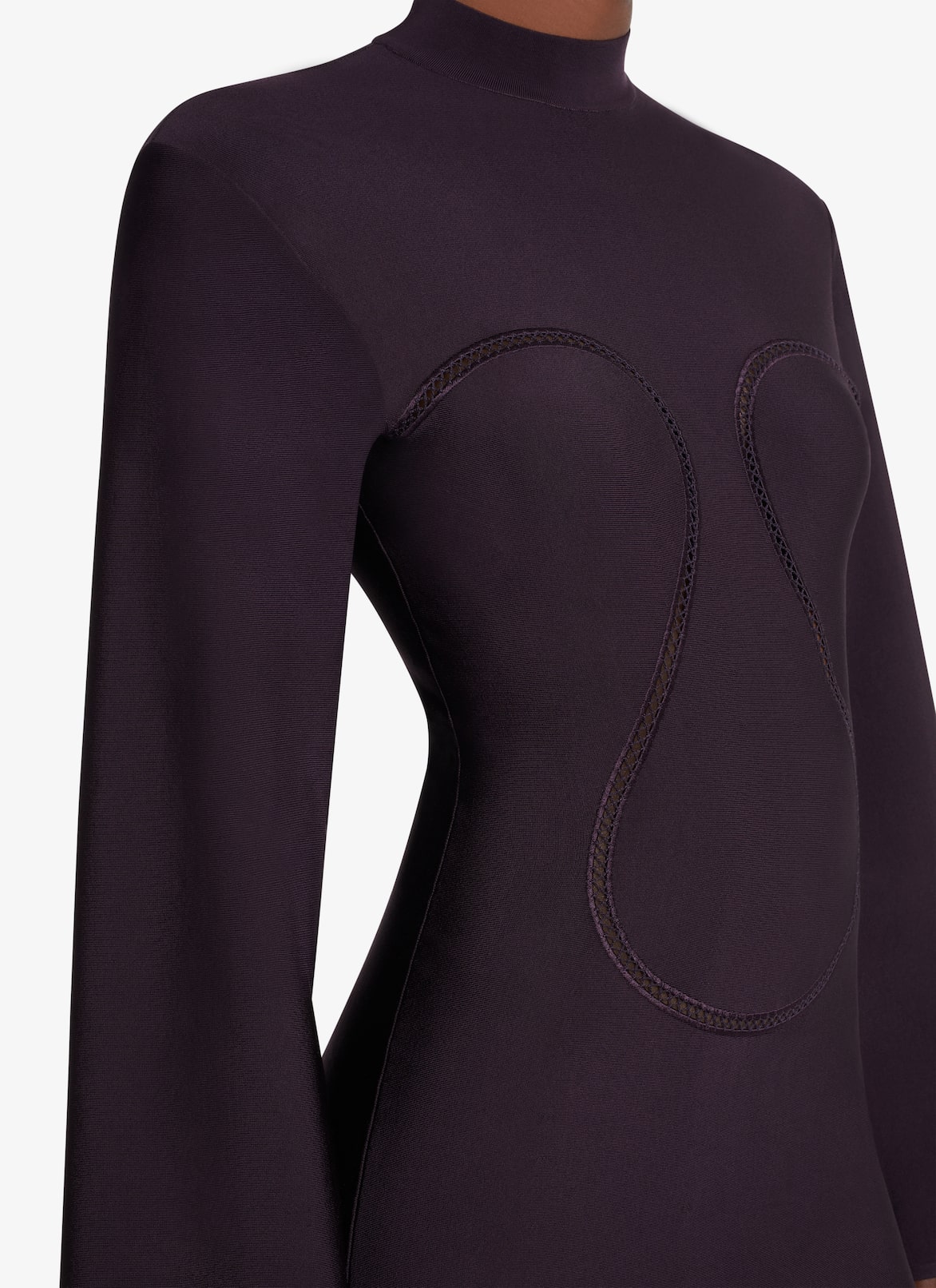 KNIT SKATER DRESS ALAÏA AUBERGINE KNIT SKATER DRESS